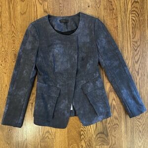 Donna Karan New York Size‎ 2 Womens Indigo Patch Flap Pocket  Blazer Jacket